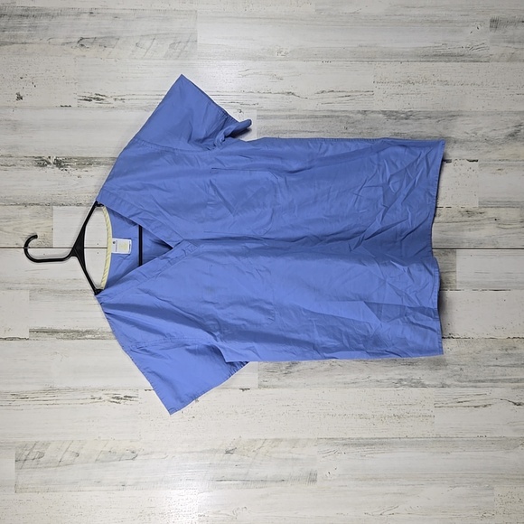 3/$15 standard textile basic blue short sleeve scrub top women's size small - Picture 1 of 8